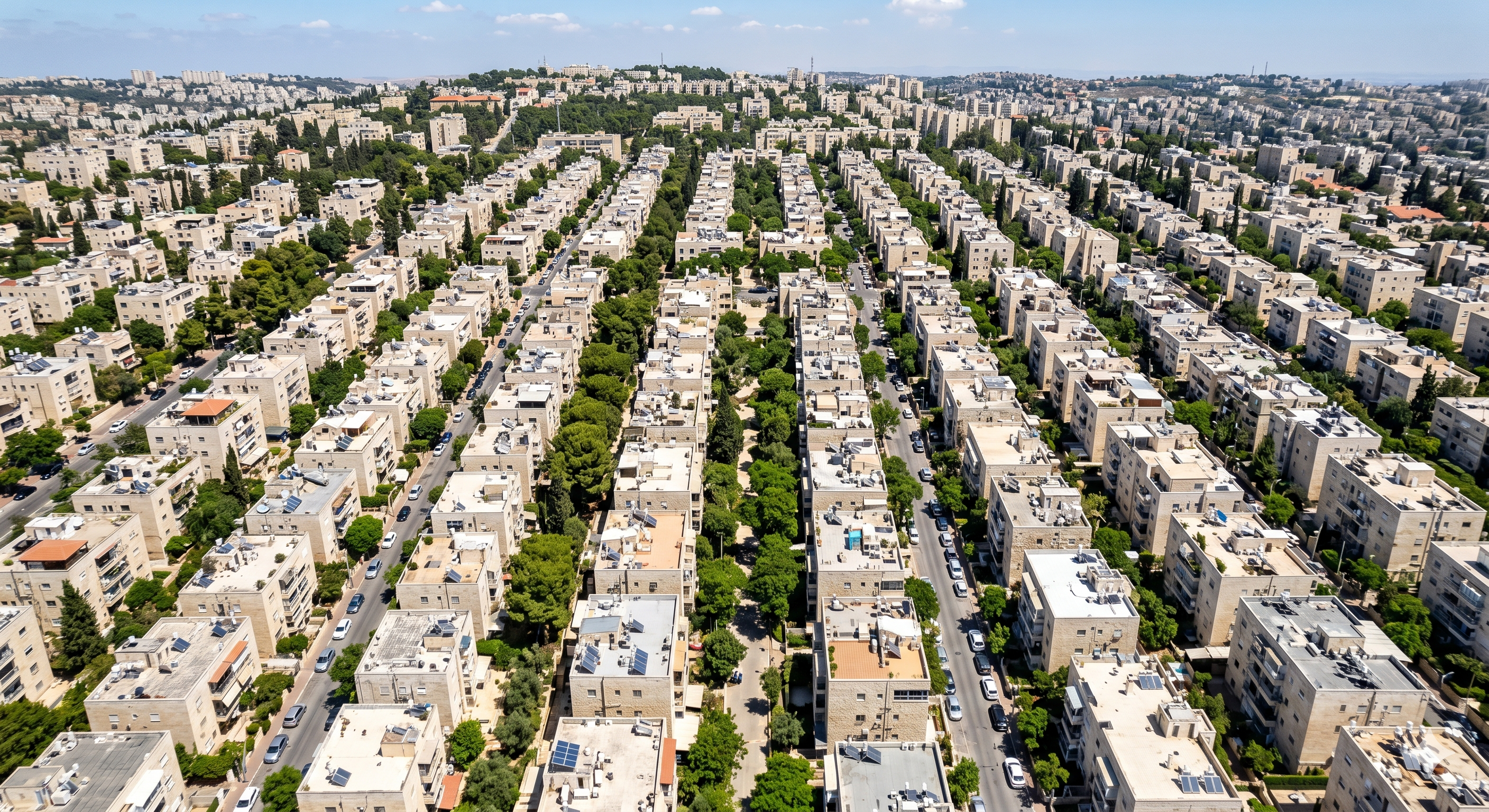Israeli residential neighborhood aerial view